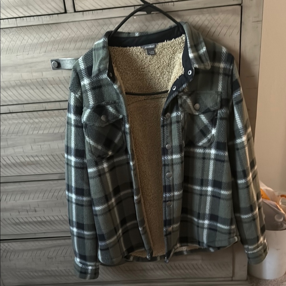 Green Plaid Sherpa Jacket